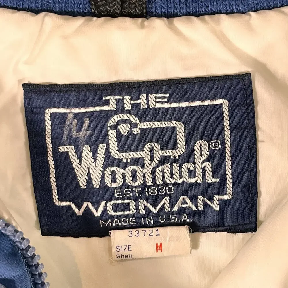 Vtg Woolrich‎ Mens Parka Jacket LARGE Blue Long / Lined USA Made/ Small Flaw